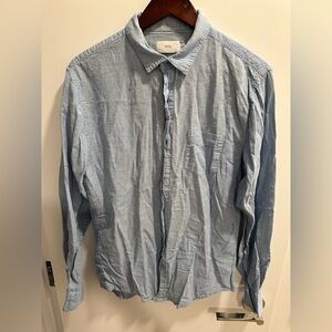 Onia Blue Casual Button Down Shirt Lightweight Cotton